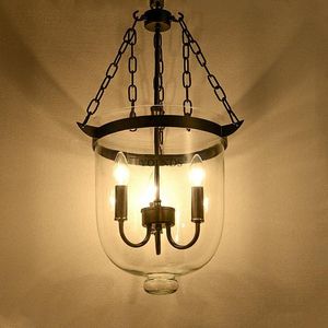 Pendant Lamps American Country Rust Color Transparent Glass Foyer Chandelier Retro Restaurant Decoration Lamp D250MM / 350MM WF1202253Pendan