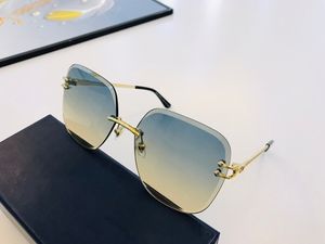 Lyxdesigner Solglasögon Mens Retro Big Frame Märkesdesign Vintage 59mm Eyewear Frameless Sun Glasses for Women V Shade Fashion UV