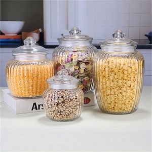 650-2300ml Cam Kapalı Kutu Ev Yemekleri Jars Mutfak Tahılları Tahıl Çay Depolama Şişesi Kimchi Altar T200506