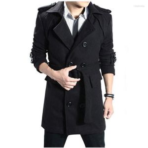 Men's Trench Coats Autumn Winter Woolen Coat Wool Blends Thickening / Male Business Warm Stand Collar Long Sleeve Big Size Jacket