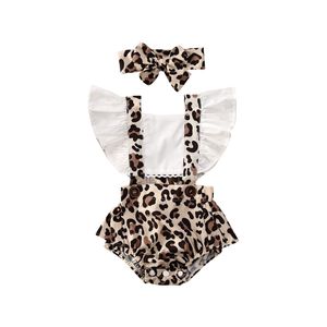 Citgeett Summer 2pcs niemowlę dziewczynkę Leopard Romper Jescsuit Ubrania Ostra Drukuj Cute Summer 0-24m 220525