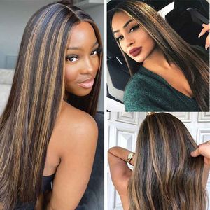 Yaki Straight Highlight Synthetische Haarwebart 6 Bundles mit kleinem Spitzenverschluss 14-18 Zoll Haarwebart Bundle Schussverlängerung direkt ab Werk