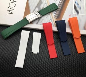 21mm 18mm Watch Band Curved End Silicone Rubber Watchband för roll Rem Explorer II 2 42mm Dial Armband Combination Buckle Hele22