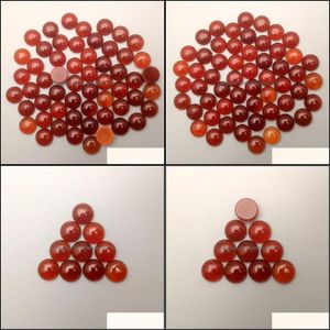 Stone Loose Beads Jewelry Natural 6Mm 8Mm 10Mm 12Mm Round Red Agate Face For Necklace Ring Earrrings J Dhfdz