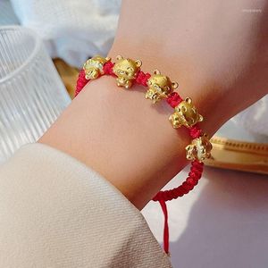 Charm Bracelets Zodiac Year Bracelet Chinese Style Tiger Transit fünf Ochsen Little Maverick Red String Wrap Braceletscharm Inte22