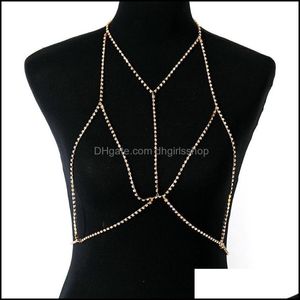 Cha￮nes Colliers Pendants Bijoux - Cha￮ne de carrosserie vendante en Europe et en Am￩rique Fashion Sexy Beach Holiday Diamond Chest Accessor DHXP7