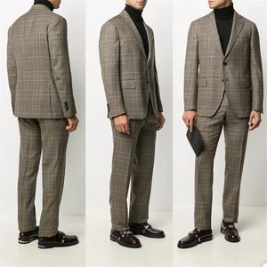 Wholesale mens suit modern fit for sale - Group buy Men s Suits Blazers Two Pieces Beige Men Modern British Plaid Custom Made Handsome Spring Fit Slim Formal Business Coat PantMen s