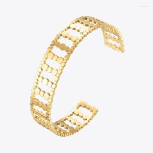 Pulseira de aço inoxidável Solid Solid Round Dot Gold Color Bracelet for Women 2022 Jóias de moda Bracelets Pulseras Mujer B222273Bangle Lars22