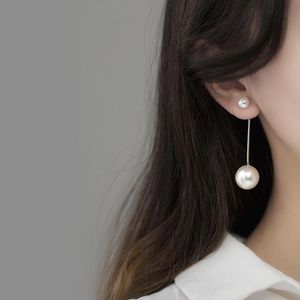 Dangle Chandelier Sterling Silver Pearl Drop Earrings Double Seashell Pearls Front Back Post Hypoallergenic Jewelry For WomenDangle