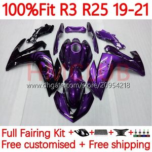 Carene per stampi ad iniezione per YAMAHA YZFR3 YZF-R25 YZFR25 2014-2022 Carrozzeria 39No.17 YZF R 3 25 R3 R25 19 20 21 22 YZF-R3 2019 2020 2021 2022 OEM Body Kit Gloss viola