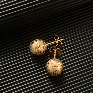 BRINCOS DE OURO FINO 18k BOLA GF GRANDE Sólido Simples Deslumbrante com parafuso atrás Contas redondas foscas Stud