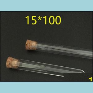 Bottha Bottles Office School Business Industrial Plastic Test Tube com rolhas de cortiça de 4 polegadas 15x100mm 11ml Cl Dhxcl