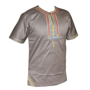 Chemises Tribales Hommes achat en gros de T shirts masculins broderie dashikiage hommes africain manche courte hippie vintage trical top men s
