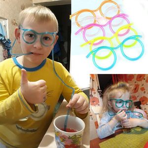 Party Games Tool Gags Practical Jokes Fun Soft Plastic Straw Funny Glasses Drinking Toys Joke Kids Baby Birthday Toy 1011