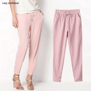 Calças femininas da primavera, calças harem, cintura elástica de sete cores Lace-up produto casual 220325