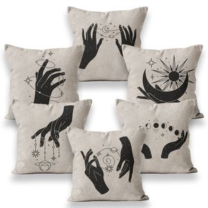 Подушка корпус Magic Boho Decor Pillow Covers декоративная подушка с северным стилем 40 40 45 45 Черно -бежевый корпус Таро Осенний украшение 220623