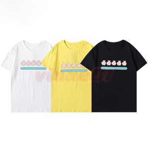 Menser Designer amarelo camiseta Moda maçã impressão preto tees homens manga curta branco camiseta asiático tamanho s-2xl