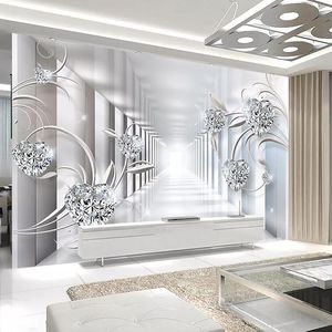 Wholesale wallpaper leaf for sale - Group buy Wallpapers Custom Wall Mural Po Wallpaper Non woven D Abstract Space Flower Pattern Diamond Jewelry Living Room TV Backdrop Home DecorWallp