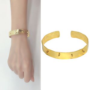 Bangle For Women Luxury Brand Unique African C-Shaped Rivet Bracelet Wedding Dubai Bridal Stainless Steel Jewelry Fashion Punk High Quality Bangles Personalized