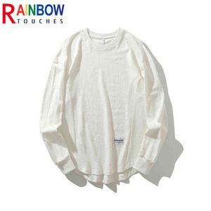 Rainbowtouches 2021 Yeni Uzun Kollu T-Shirt High Street Sweater Erkek ve Kadınlar Moda Joker Leisure Alt Çiftler T220808