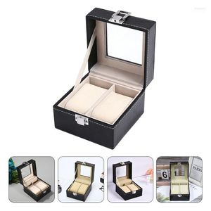 Titta på rutor Fall 2 st avancerad arrangör Fashion Case Pu Gift Storage Box Hele22