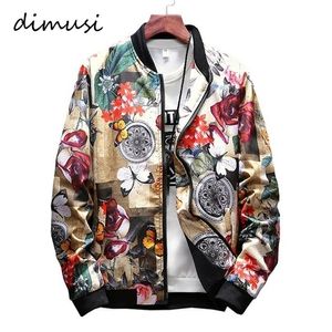 DIMUSI Mens Jackets Spring Autumn Fashion Mens Hip Hop Anorak Coats Men Stand Collar Slim Flower Bomber Jackets Clothing 5XL T200502