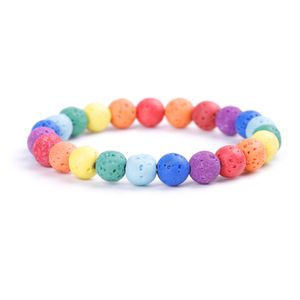 8 mm colorato colorato di pietra di lavine a tallone braccialetti vulcano elasticità del vulcano bracciale da donna gioielli