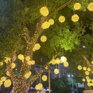 Strings LED Outdoor Waterproof Hanging Tree Garland 20/30cm Rattan Ball Light String Fairy Garden Street Wedding Party DecorationLED