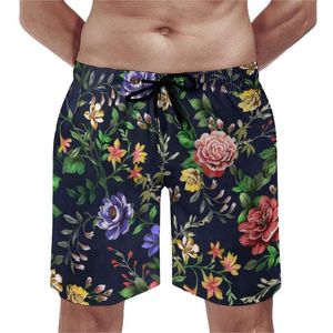 Men's Shorts Colorful Floral Board Elegant Flowers Print Beach Drawstring Pattern Printing Swim Trunks Plus Sizemen's
