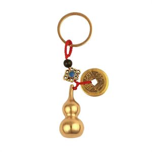 Arts Pendants Feng Shui Key Chain Brass Wu Lou Golden Gourd Treasure Wiselan Wiszący Ozdoby Fortune Protect