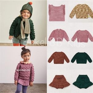 Encelibb Misha Puff Design 40% Merino Wool Dzieci Dziewczyna Zimowa Knit Top Pop Pop Fors Swetry Dla Winter Baby Toddler Boy Girl Clothing LJ201128