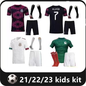 Kids Kit Socks Män Mexico Fotboll Tröjor Hem Away World Cup H Lozano Dos Santos Chicharito Football Jersey Kids Kits Uniform Shirts