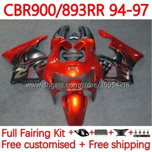 Body Kit für HONDA CBR893 CBR 900 893 RR CC 89-97 Karosserie 120No.19 CBR 893RR 900RR 893CC CBR893RR 89 94 95 96 97 CBR900RR 1989 1994 1995 1996 1997 Verkleidung orange grau