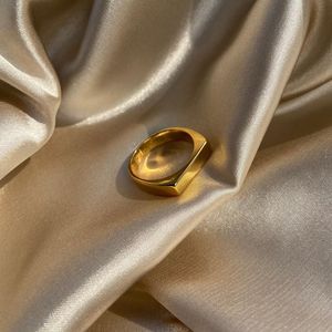 Anéis de casamento Normore Banda estreita Signet Ring Chique Jóias de moda 18K Gold ip revestimento