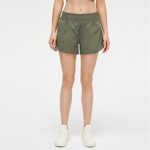 L-091 ioga calça curta roupa de zíper escondido bolso esportivo shorts femininos soltos respiráveis ​​em corrida esportiva meninas de roupas esportivas 2547