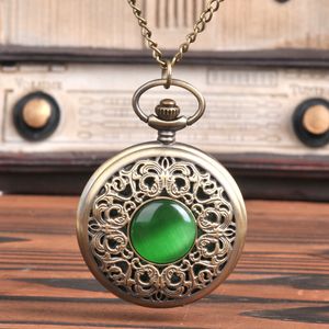 10pcs Green gem eye grande orologio da tasca scolpito con patta cava verde smeraldo orologi da tasca 8063