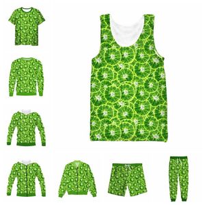 Men's Tracksuits Vitinea 3D Full Print Fresh Lime T-shirt/Sweatshirt/Zip Hoodies/Thin Jacket/Pants Four Seasons Casual