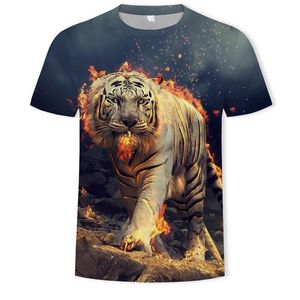 メンズTシャツ夏のカジュアル販売TシャツFierce Lion 3Dプリント半袖クールなストリートスタイルoカラートッププラスサイズメンズ