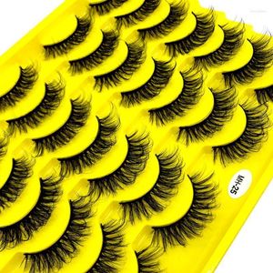 Cílios falsos 14Pairs 3d Faux Mink Hair Wispy Fluffies dramáticos naturais longos longos e macios e sem crueldade Lashesfalse Harv22