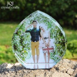 Aniversário de álbum de cristal em forma de coração personalizado para amantes da família Amantes da família Presentes Decoração de casamento 220711