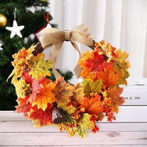 Christmas Decorations Simulation Wreath Maple Autumn Of Hoop Home Decoration Harvest Festival Is Hanged Adorn WallsChristmas