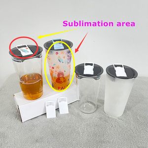 Wholesale sublimating a tumbler resale online - 20oz Sublimation Glass With Sub Opener Lids Heat Transfer Frosted Clear Wine Glasses DIY Blank Beer Tumblers Heat Sublimating Drinking Cups Mugs By Air A12