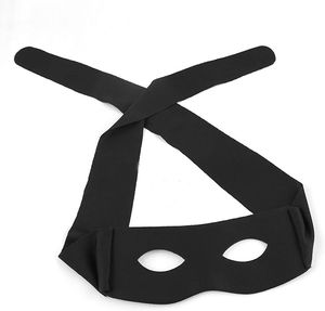Black Zorro Eye Mask Highwayman Robber Fancy Dress Black Bandit Thief Costume Mask med slipssträngar En storlek