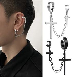 Punk Cross Clip Earring for Teens Women Men Ear Cuffs Zinc Alloy Cool Jewelry Vintage Retro Chain Metal Earings GC1011