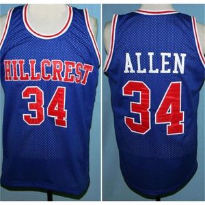 Nikivip Hillcrest High School Ray Allen #34 White Blue Retro Basketball Jersey Men's Stitched Custom Number Name Jerseys