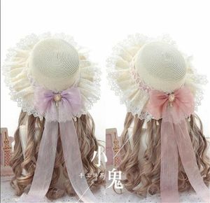 Other Event & Party Supplies Kawaii Princess Mori Girl Summer Straw Hats Women Beach Sun Hat Japanese Lolita Lace Bow Ribbon Round Flat Top