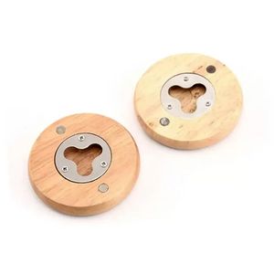 New Wooden Round Shape Bottle Opener Coaster Fridge Magnet Decoration Beer Bottle Opener Factory Wholesale sxjun23