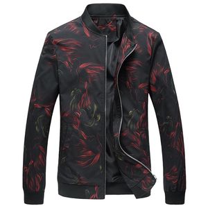 Herrjackor Spring Men Floral Printed Cardigan Zipper Coats Fashion Bomber Jacket Mens Slim Fit Windbreaker Coat Plus Sizemen's