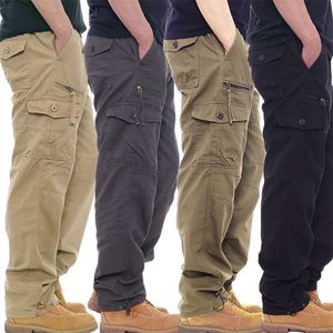 Cotton Cargo Pants Men Overalls Army Military Style Tactical Workout Straight Trousers Outwear Casual Multi Pocket Baggy 220815
