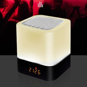 Altoparlanti portatili Bluetooth senza fili LED Sveglia con luce colorata Audio per telefono cellulare Apple Altoparlante multifunzione Disco U ricaricabile Lettore musicale Mp3